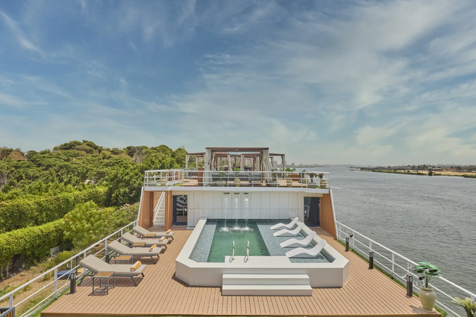 Sun deck of the Cleopatra Luxury Cruise & Spa Nile cruise